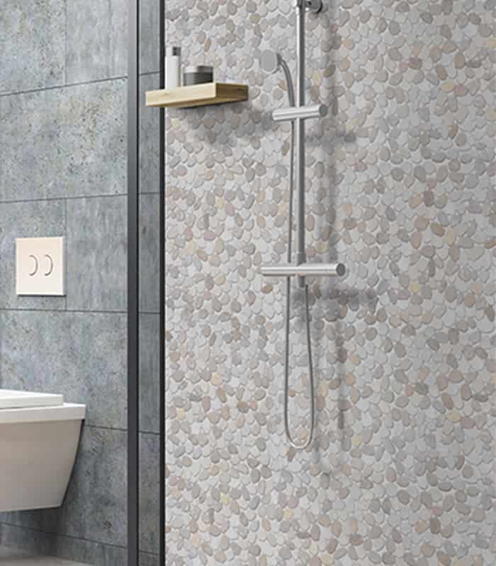 MOSAICO PIEDRA DE RIO  SANTORINI BEIGE  