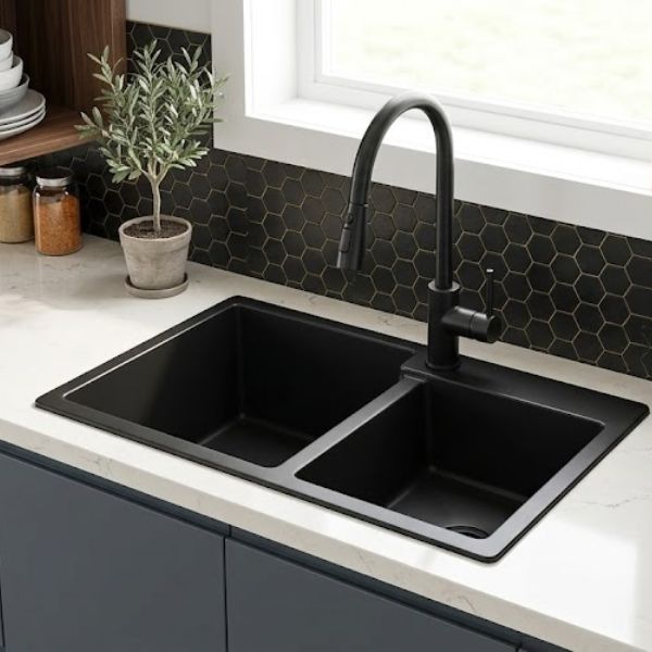 FREGADERO TREN YTHD7843A 2 POZOS CUADRADOS NANO BLACK (78X43X200) SS