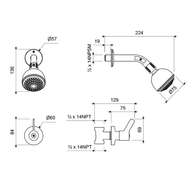 LLAVE FV CAMPANOLA CON DUCHA TREVISO (E479.120/Y5CR)